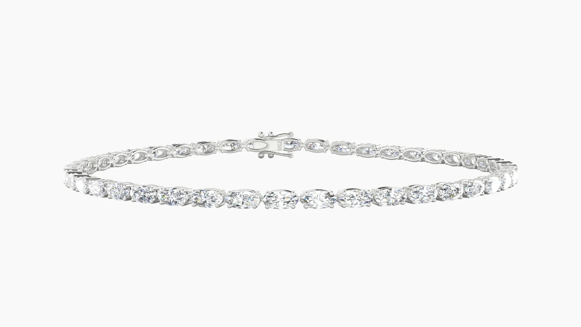 Classic Prong Setting | 18k White Gold 4 x 2 mm White Lab Diamond Oval Tennis Bracelet