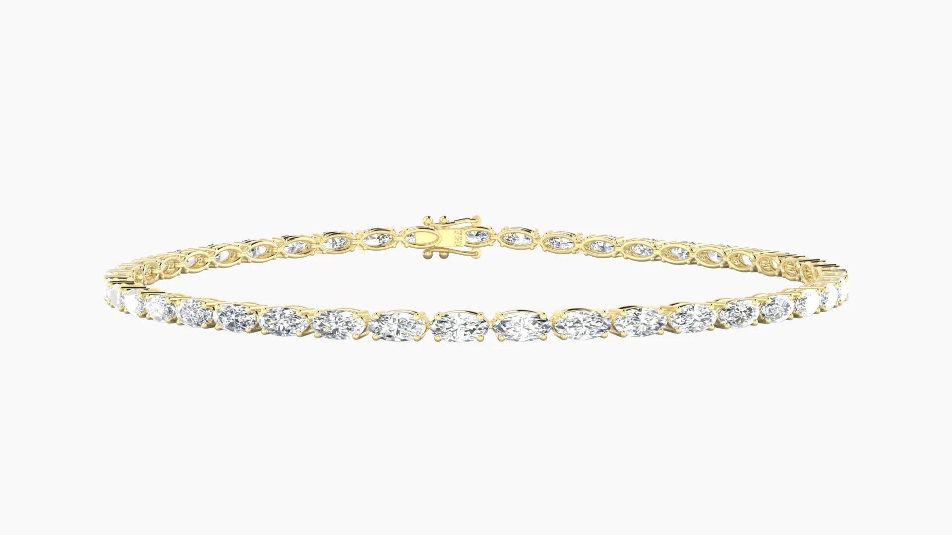 Classic Prong Setting | 18k Yellow Gold 4 x 2 mm White Lab Diamond Oval Tennis Bracelet