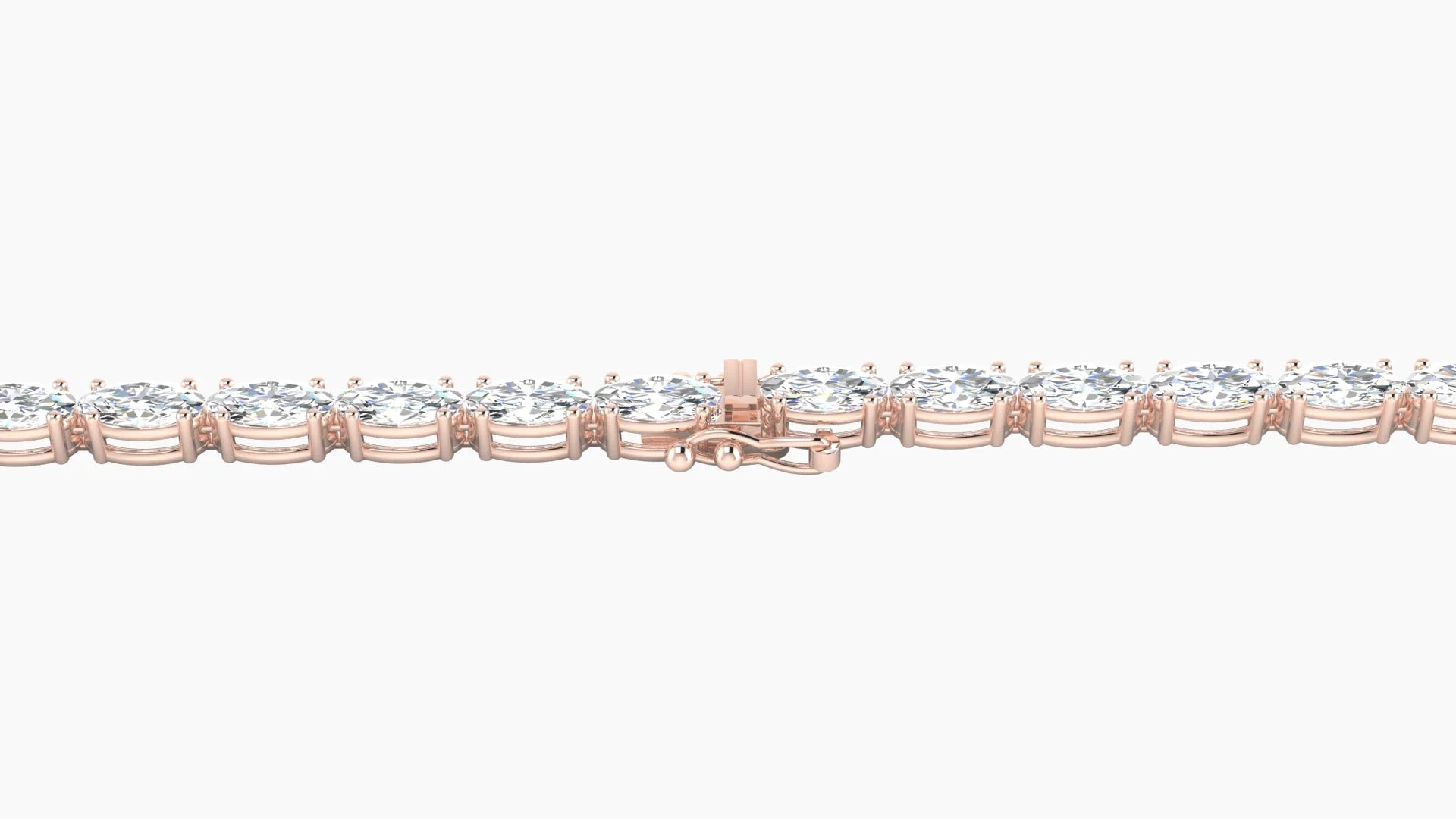 Classic Prong Setting | 18k Rose Gold 4 x 2 mm White Lab Diamond Oval Tennis Bracelet