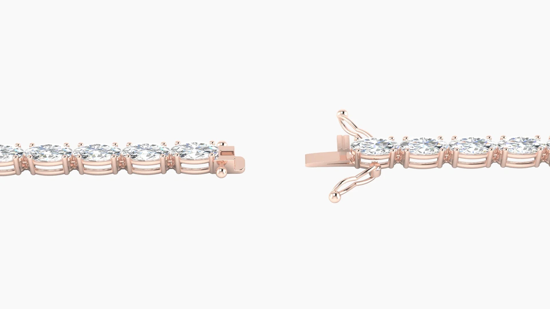 Classic Prong Setting | 18k Rose Gold 4 x 2 mm White Lab Diamond Oval Tennis Bracelet