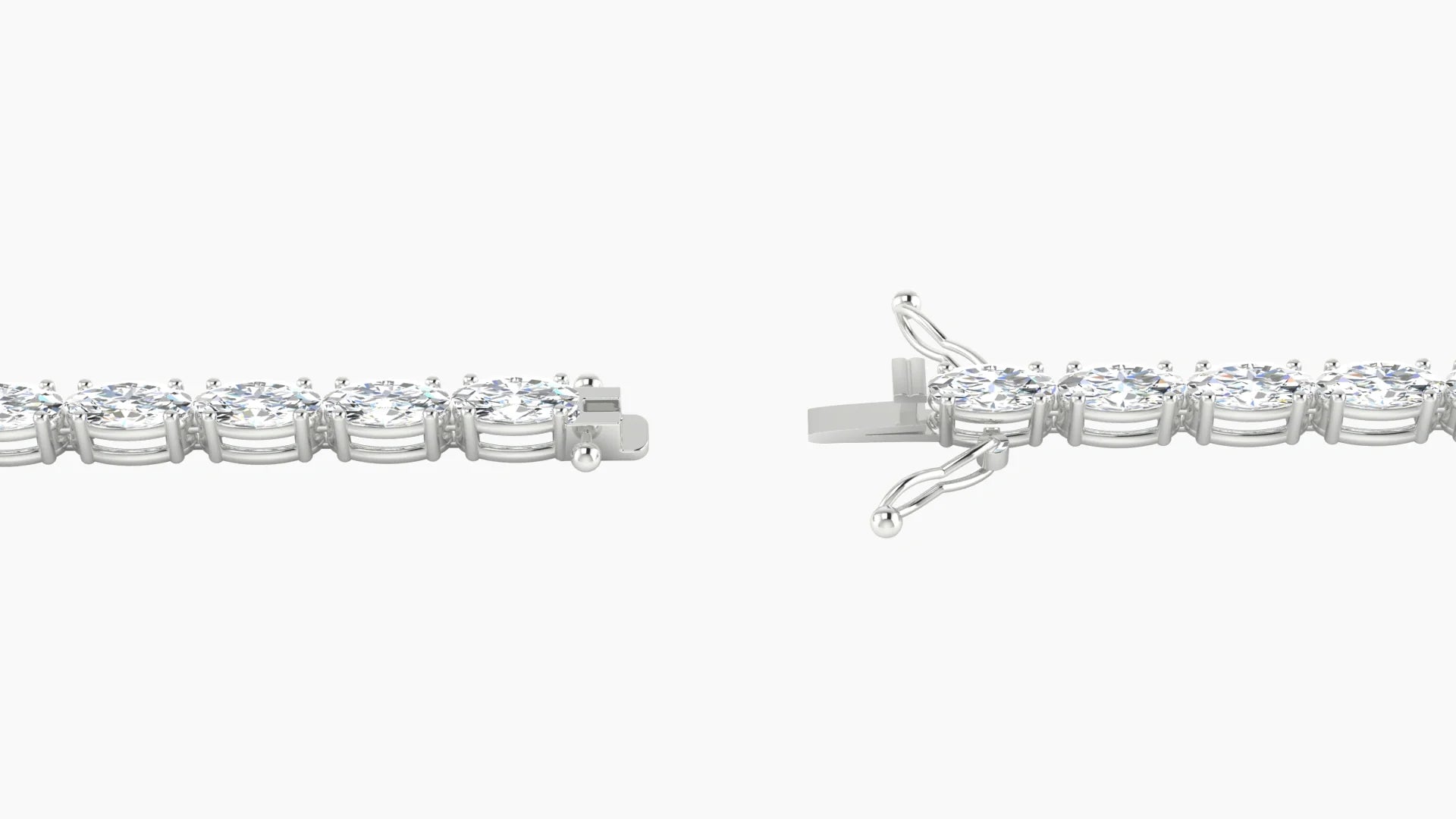 Classic Prong Setting | 18k White Gold 4 x 2 mm White Lab Diamond Oval Tennis Bracelet