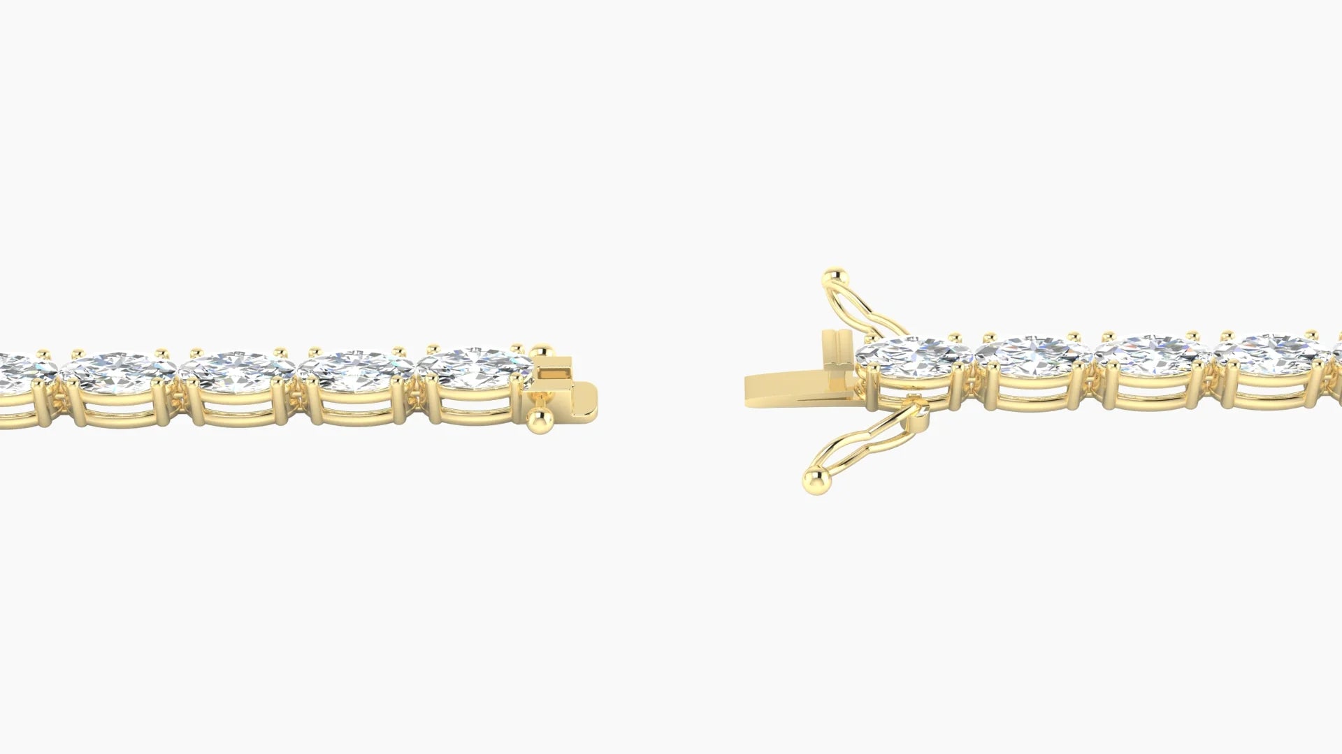 Classic Prong Setting | 18k Yellow Gold 4 x 2 mm White Lab Diamond Oval Tennis Bracelet