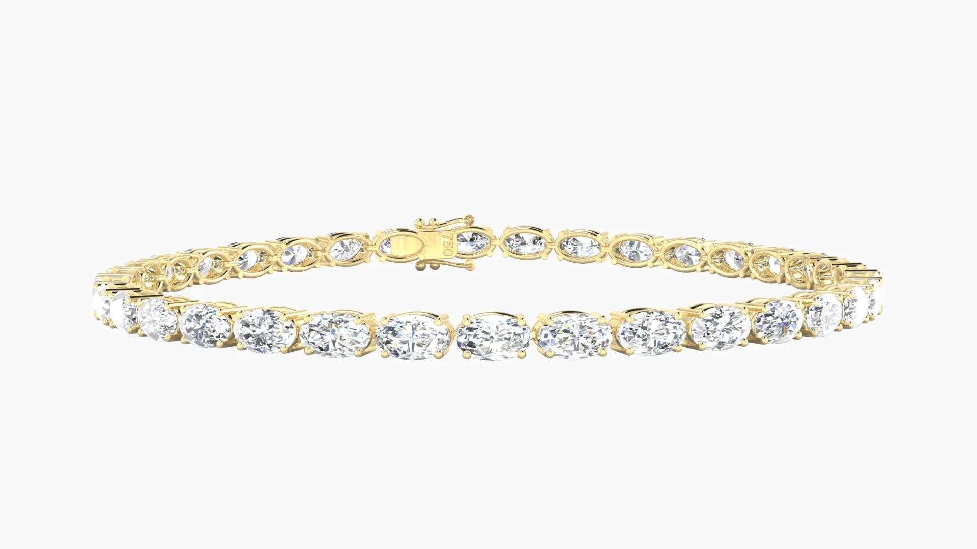 Classic Prong Setting | 18k Yellow Gold 5 x 3 mm White Lab Diamond Oval Tennis Bracelet