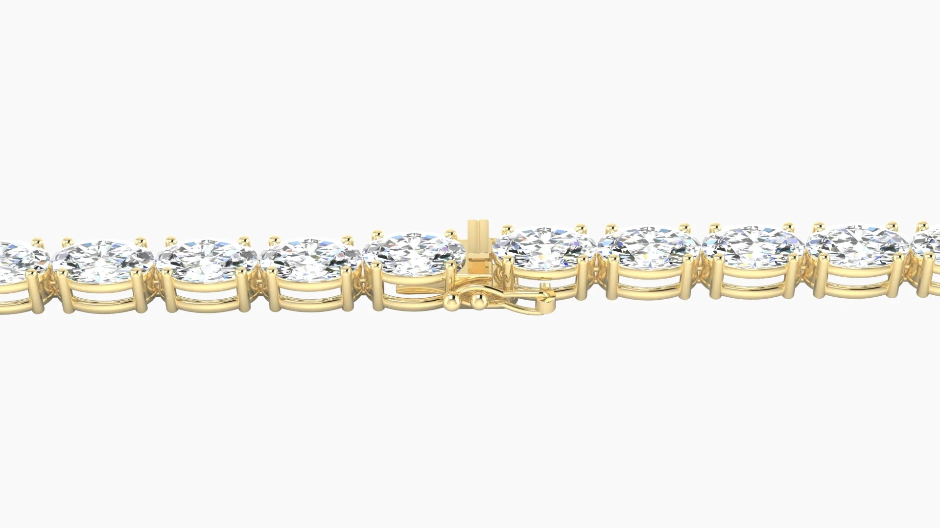 Classic Prong Setting | 18k Yellow Gold 5 x 3 mm White Lab Diamond Oval Tennis Bracelet