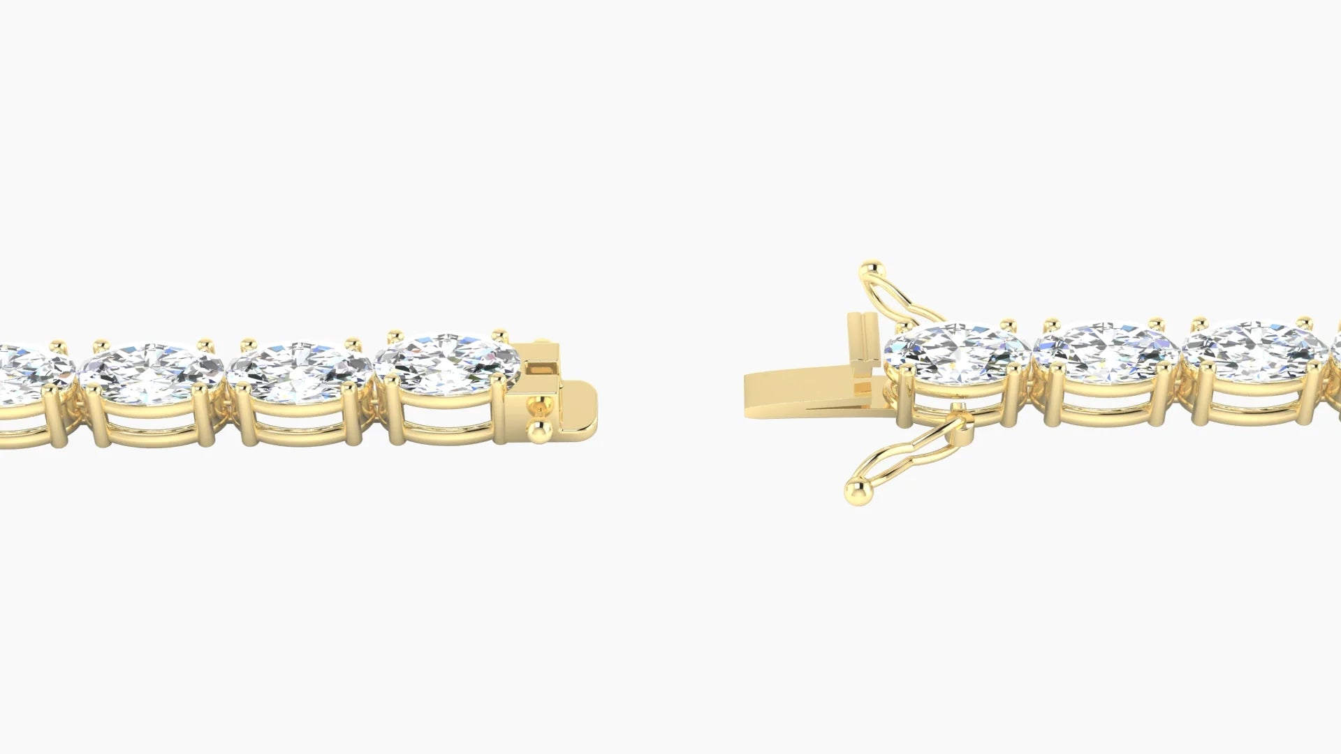 Classic Prong Setting | 18k Yellow Gold 5 x 3 mm White Lab Diamond Oval Tennis Bracelet