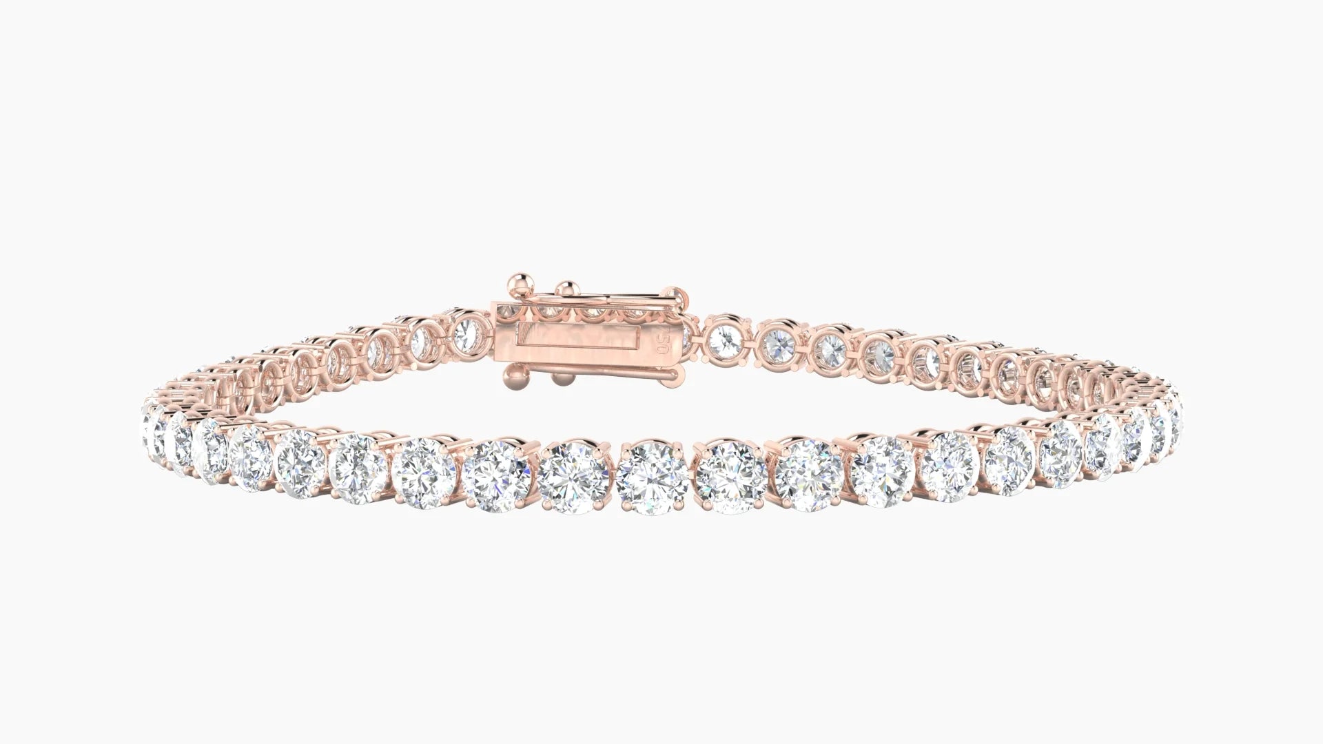 Classic Prong Setting | 18k Rose Gold 3.4 mm White Lab Diamond Round Tennis Bracelet