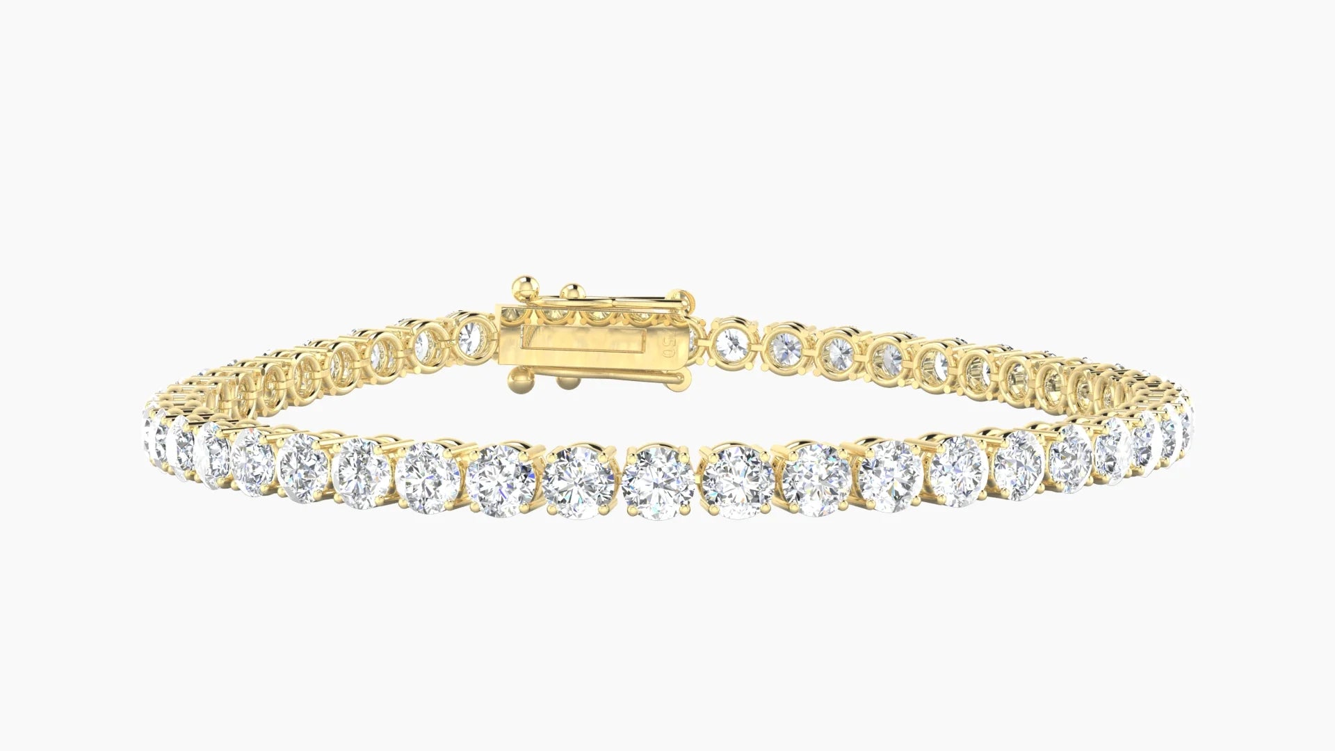 Classic Prong Setting | 18k Yellow Gold 3.4 mm White Lab Diamond Round Tennis Bracelet