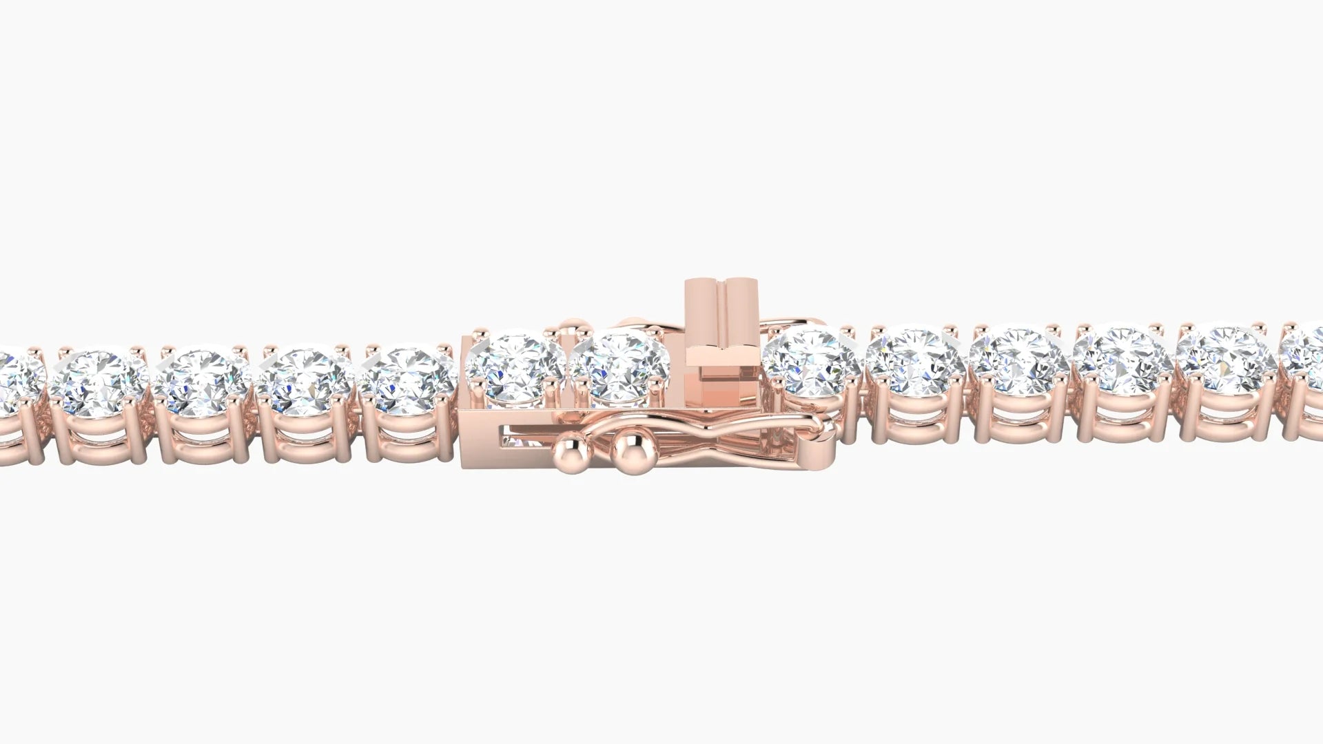 Classic Prong Setting | 18k Rose Gold 3.4 mm White Lab Diamond Round Tennis Bracelet