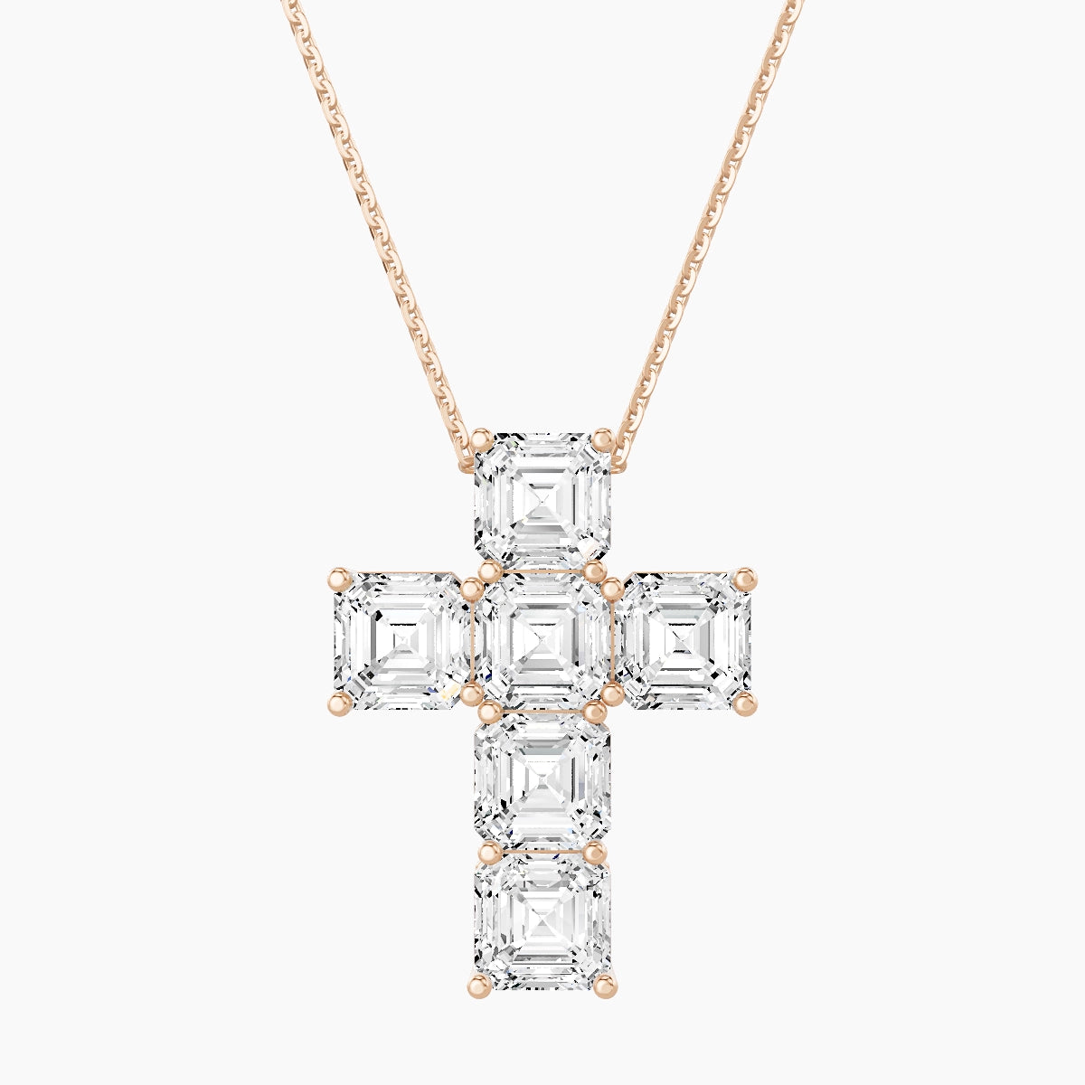 Cross | 18k Rose Gold 1 ct White Lab Diamond Asscher Pendant
