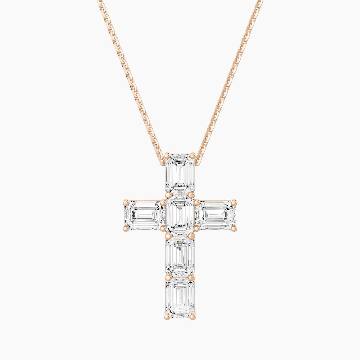 Cross | 18k Rose Gold 0.40 ct White Lab Diamond Emerald Pendant