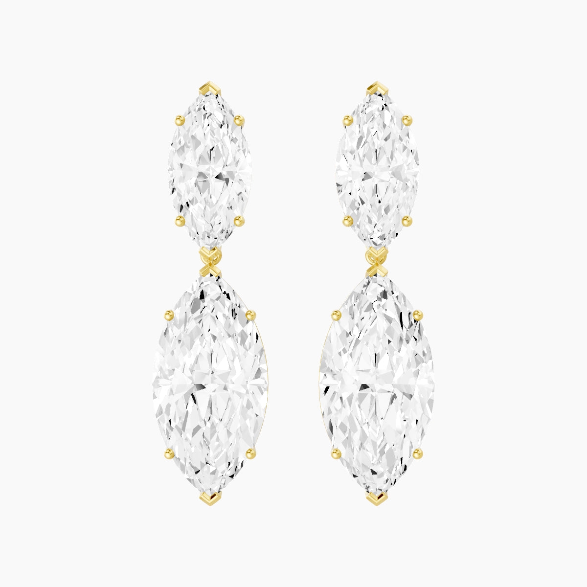 18k Yellow Gold Marquise White Lab Diamond Drop Earrings | 14 ct total