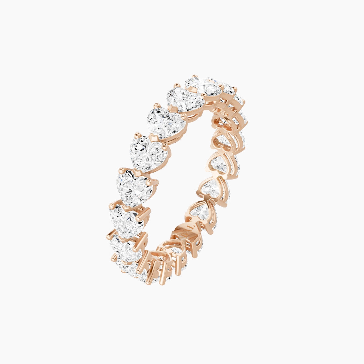 East-West Eternity Ring | 18k Rose Gold 3.7 x 3.35 mm Heart White Lab Diamond