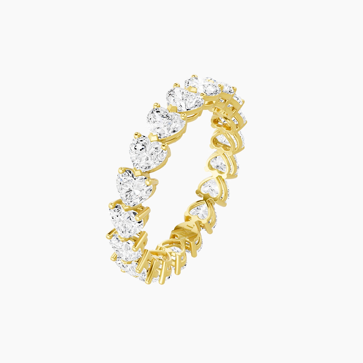 East-West Eternity Ring | 18k Yellow Gold 3.7 x 3.35 mm Heart White Lab Diamond