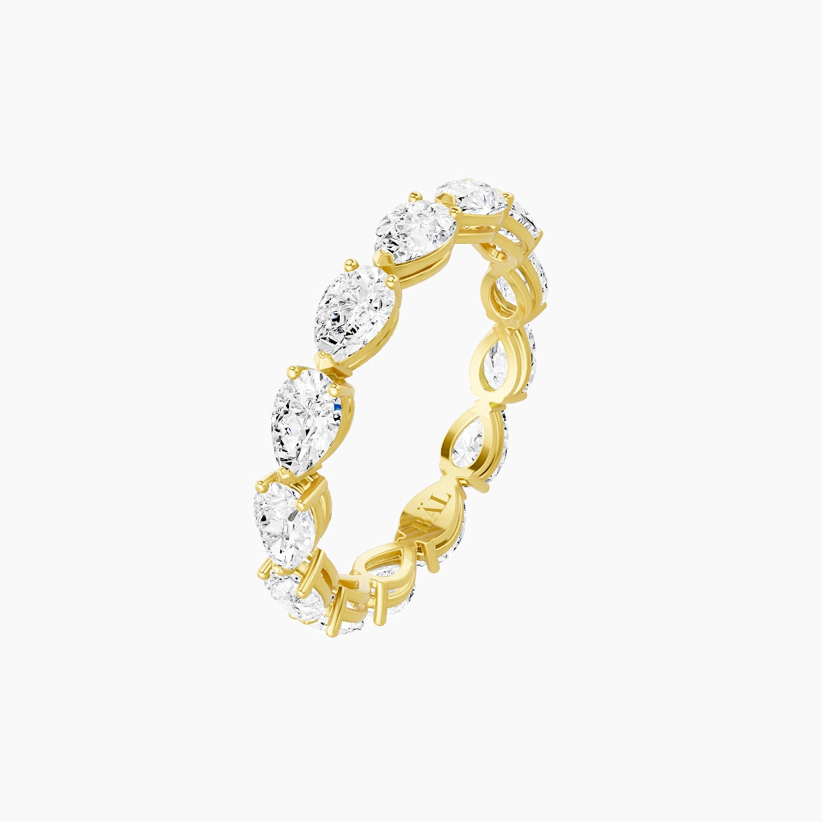 East-West Eternity Ring | 18k Yellow Gold 4.65 x 3 mm Pear White Lab Diamond