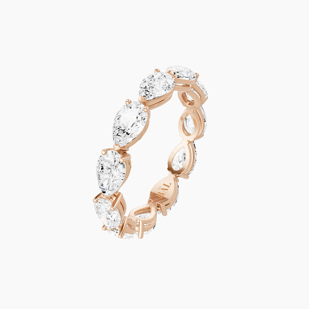 East-West Eternity Ring | 18k Rose Gold 5.5 x 3.5 mm Pear White Lab Diamond