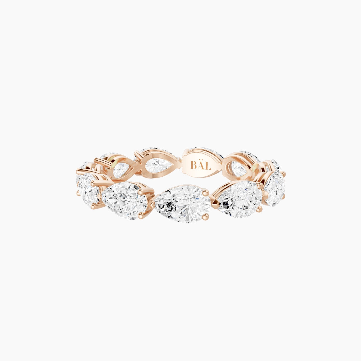 East-West Eternity Ring | 18k Rose Gold 5.5 x 3.5 mm Pear White Lab Diamond