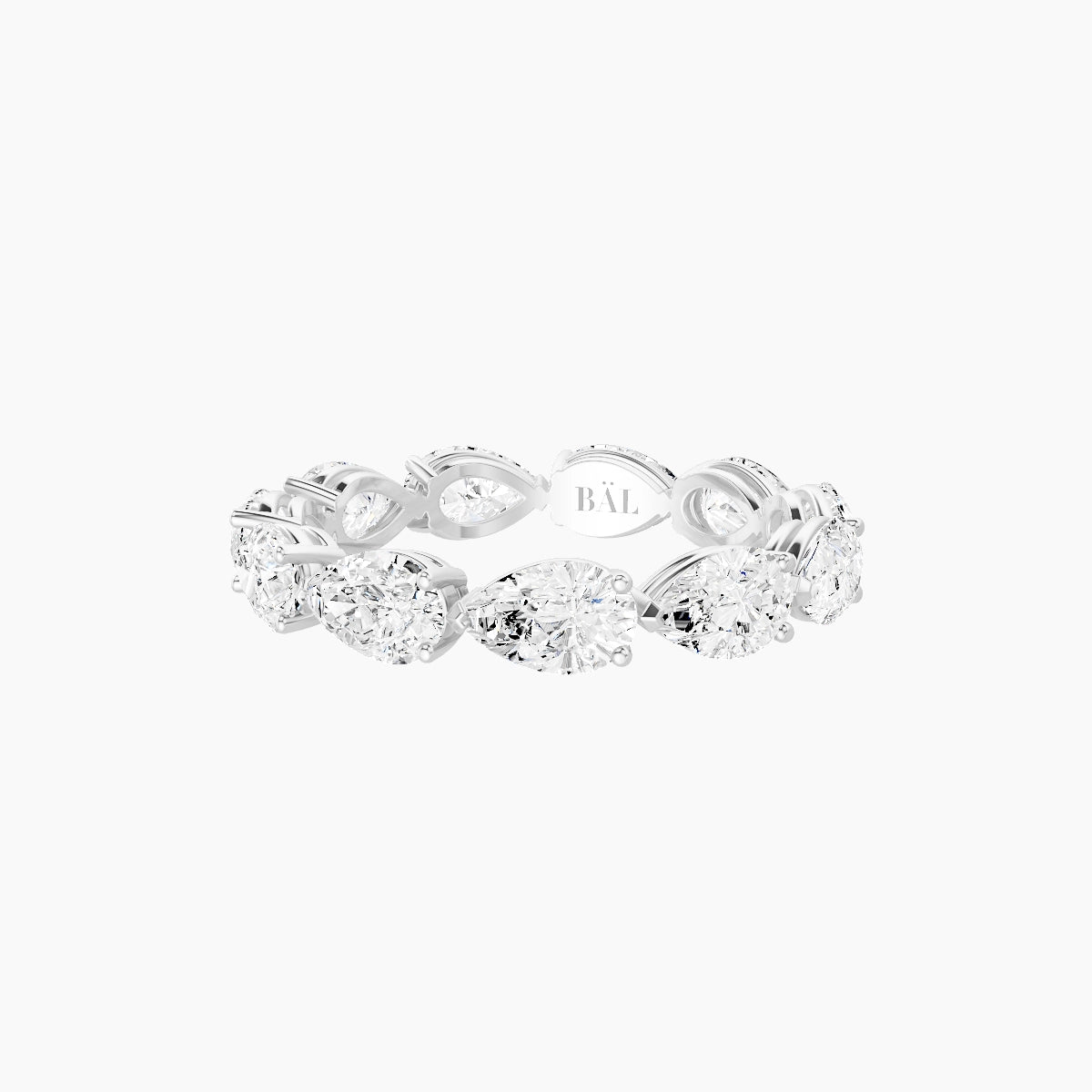 East-West Eternity Ring | 18k White Gold 5.5 x 3.5 mm Pear White Lab Diamond