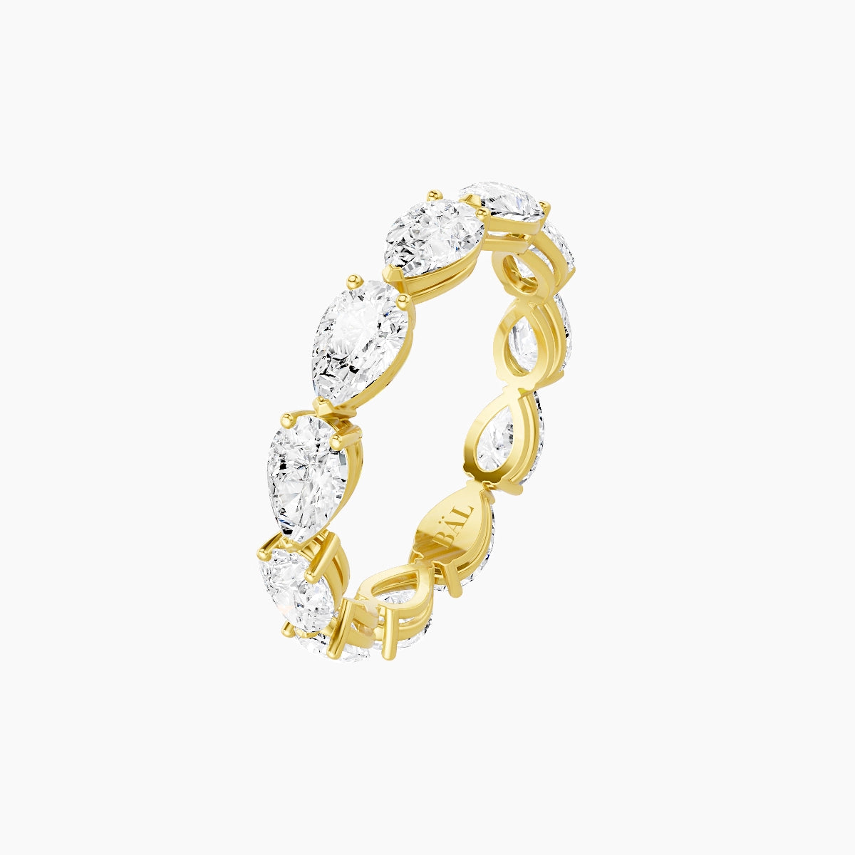 East-West Eternity Ring | 18k Yellow Gold 5.5 x 3.5 mm Pear White Lab Diamond