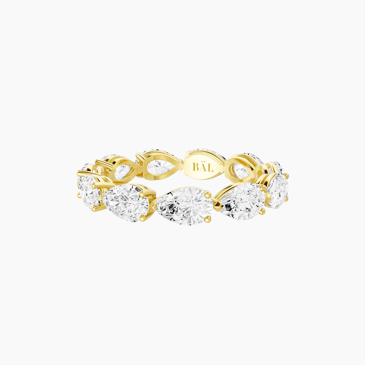 East-West Eternity Ring | 18k Yellow Gold 5.5 x 3.5 mm Pear White Lab Diamond