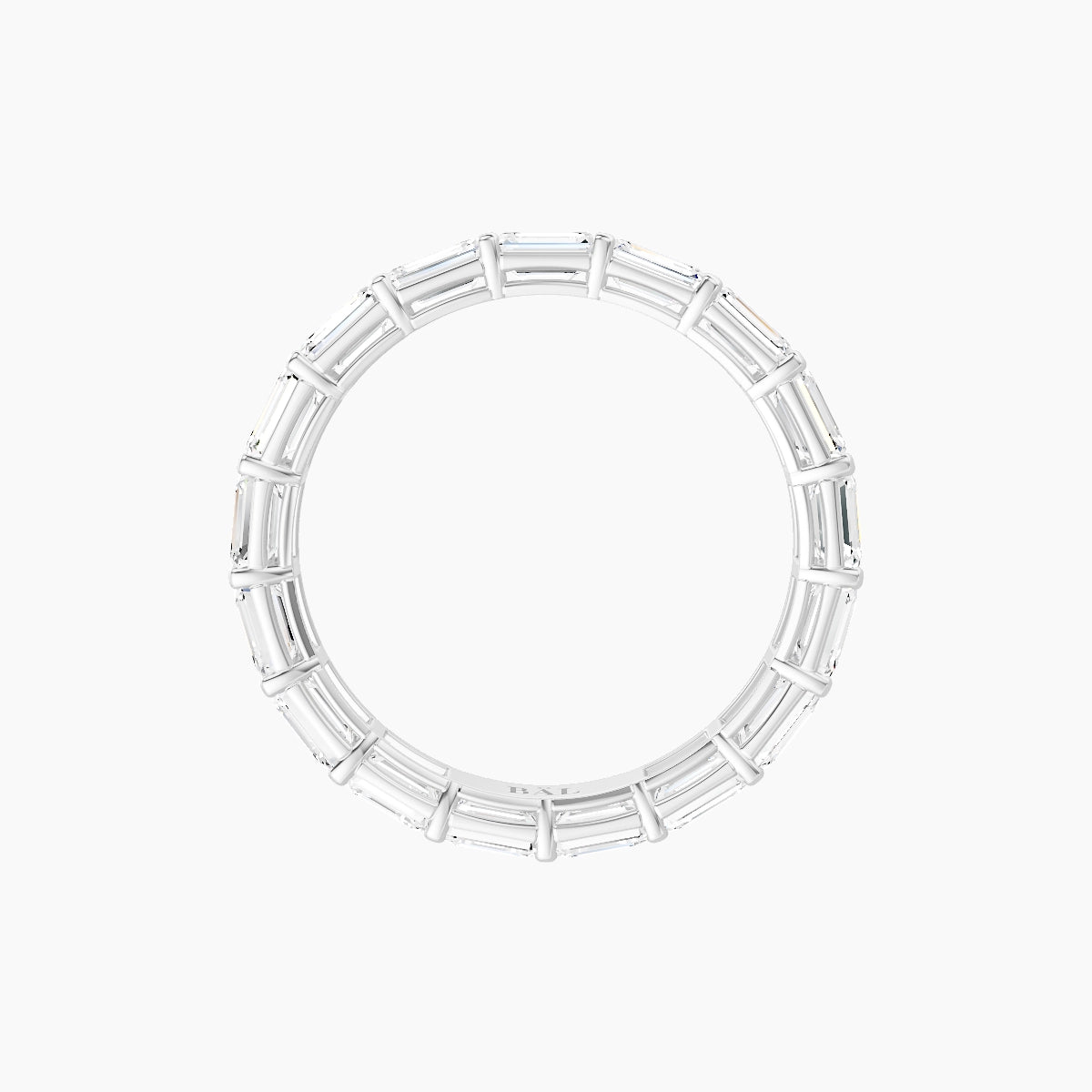 East-West Eternity Ring | 18k White Gold 3.6 x 2.6 mm Emerald White Lab Diamond with Shared Prongs