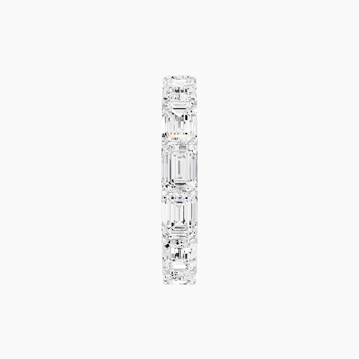 East-West Eternity Ring | 18k White Gold 4.5 x 3.2 mm Emerald White Lab Diamond with Shared Prongs