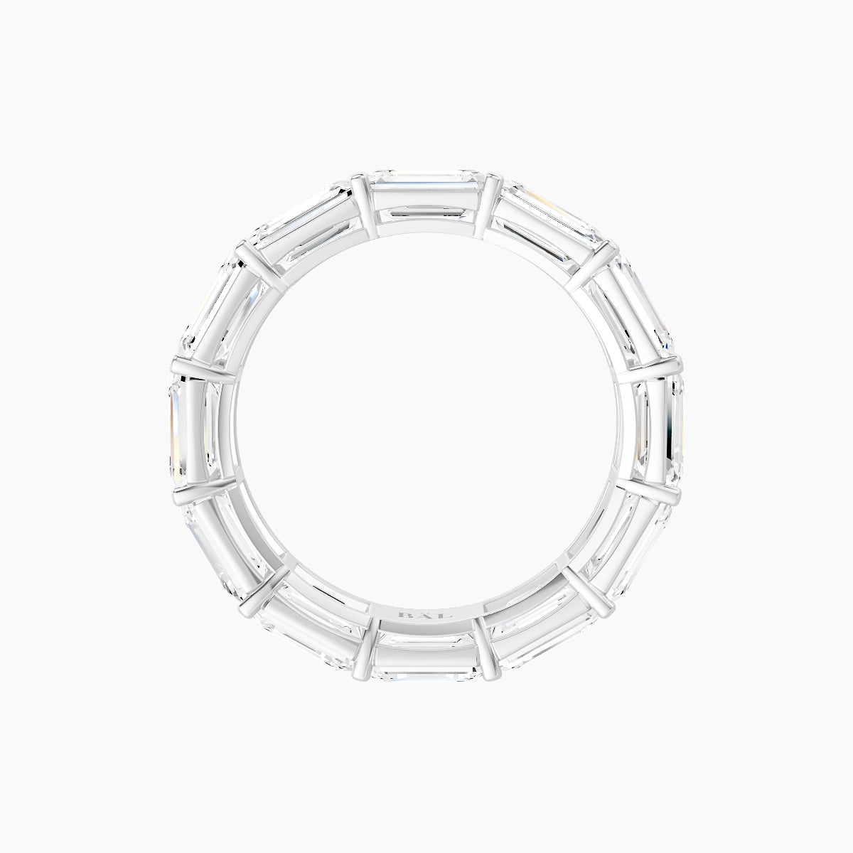 East-West Eternity Ring | 18k White Gold 5.3 x 3.8 mm Emerald White Lab Diamond with Shared Prongs