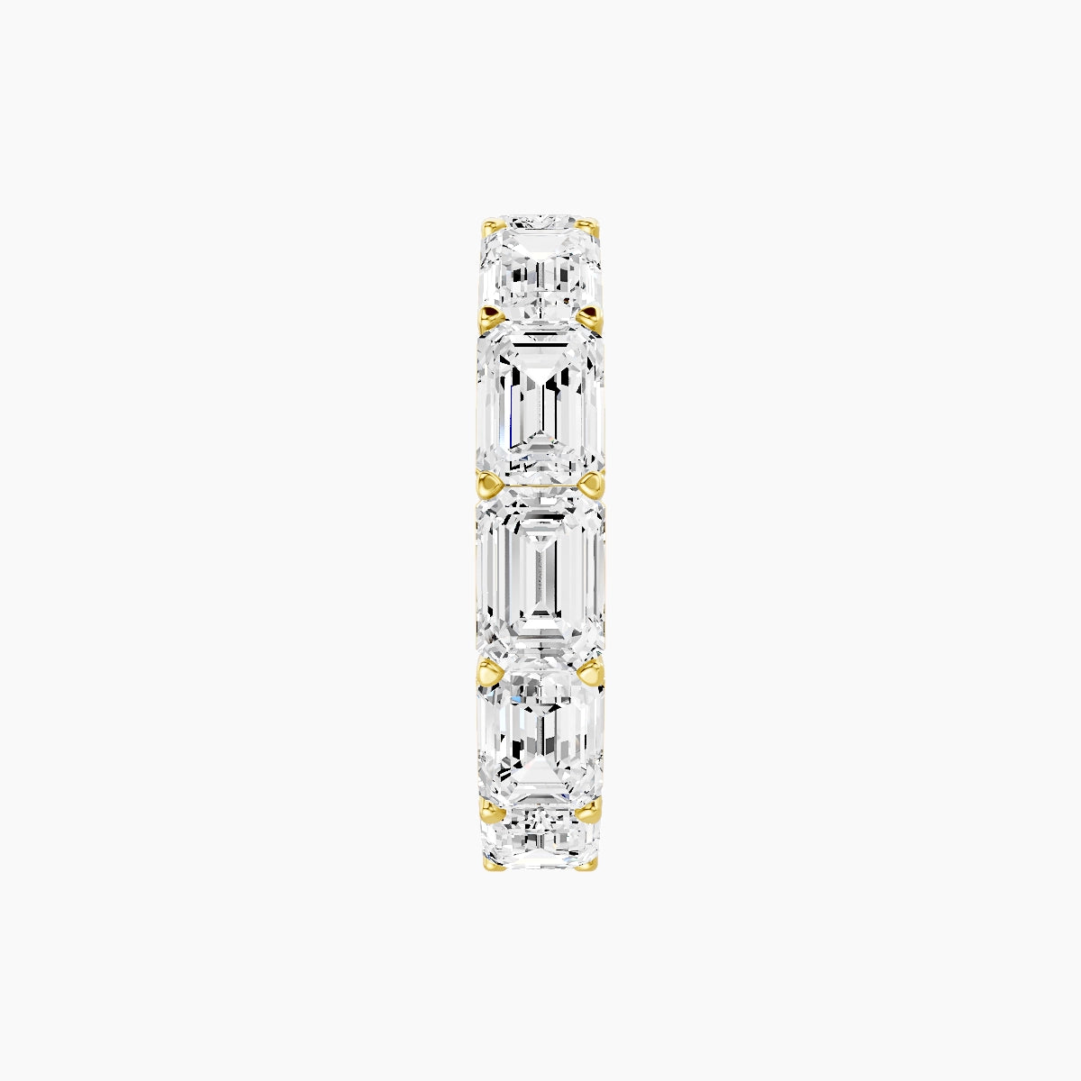East-West Eternity Ring | 18k Yellow Gold 5.3 x 3.8 mm Emerald White Lab Diamond with Shared Prongs