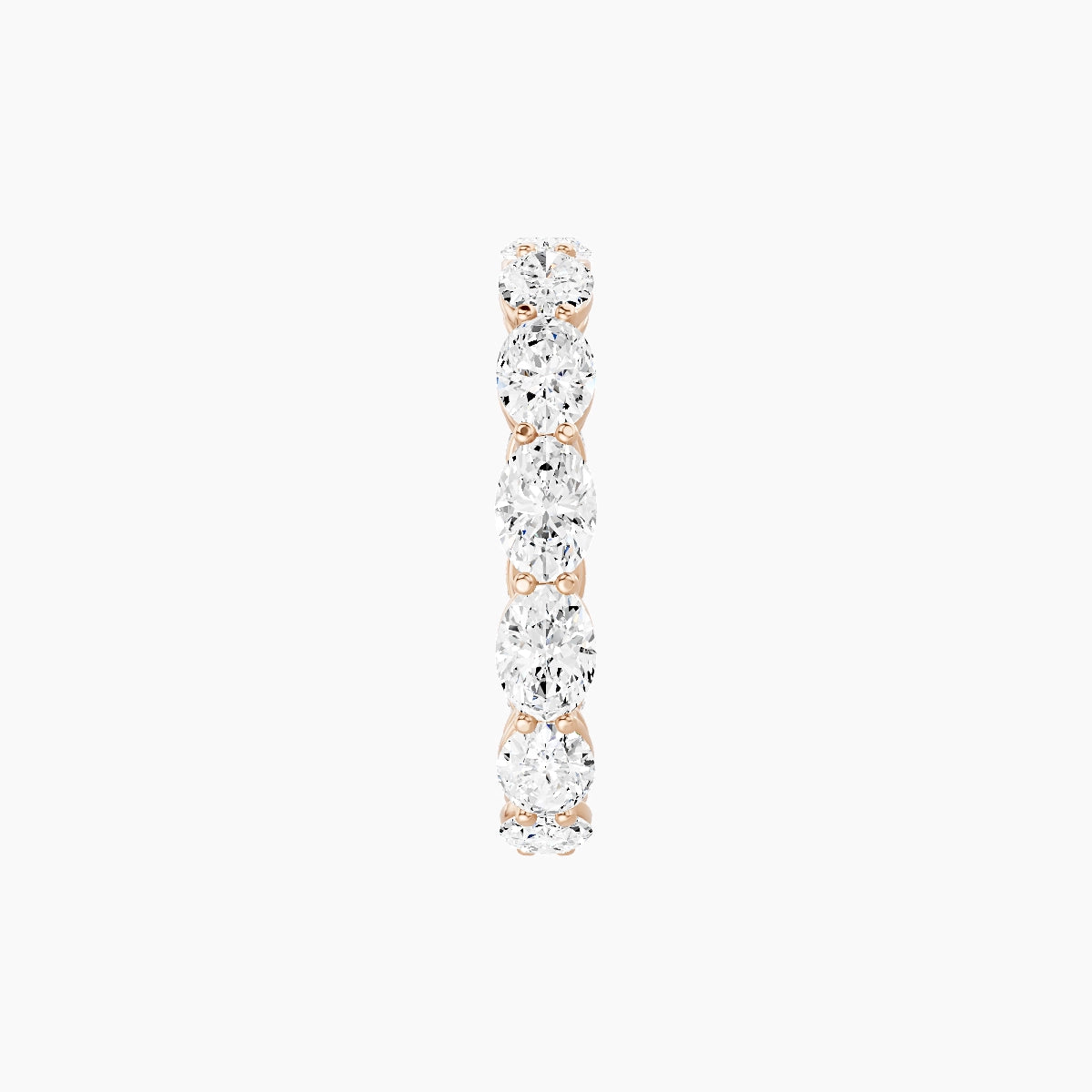 East-West Eternity Ring | 18k Rose Gold 4.2 x 3 mm Oval White Lab Diamond with Shared Prongs