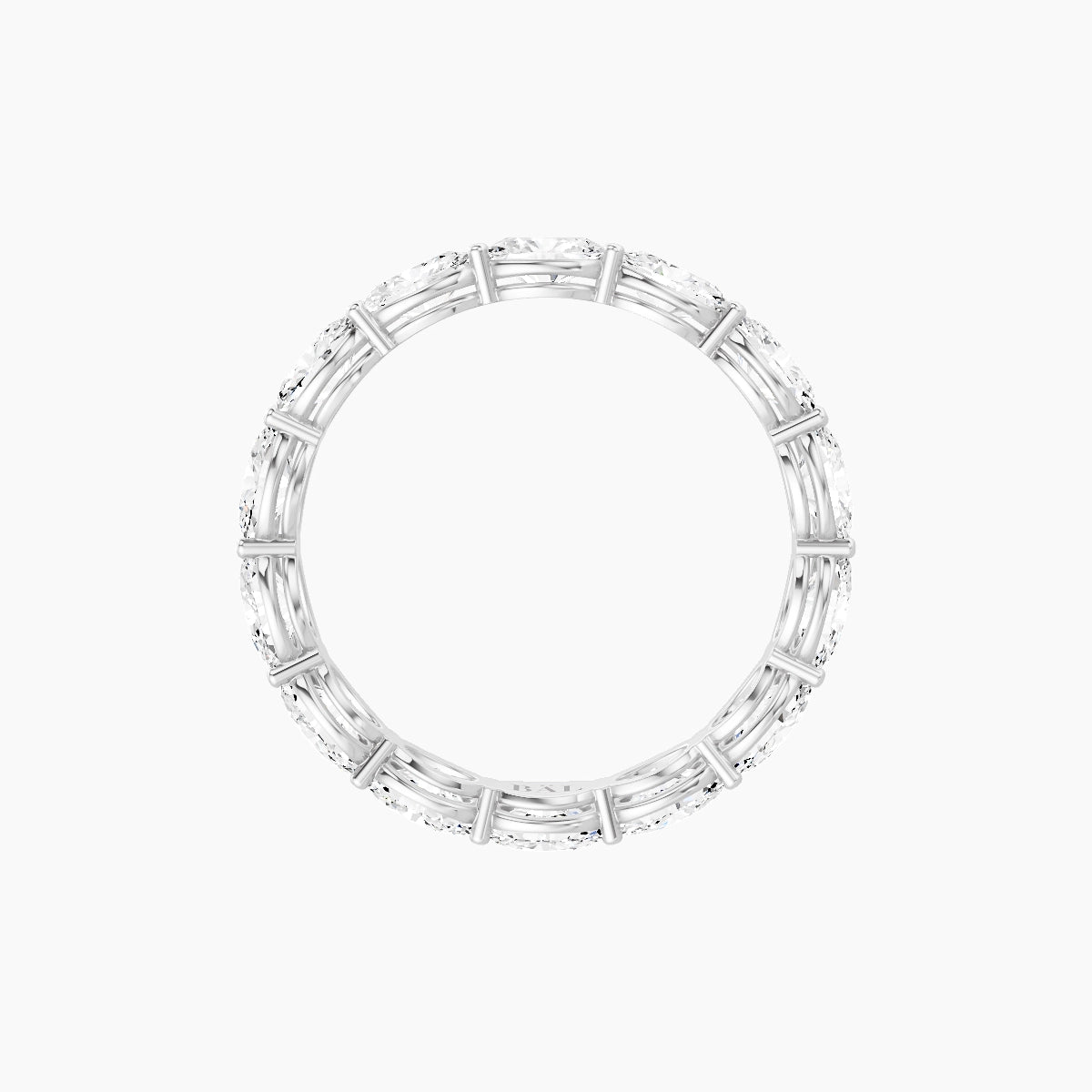 East-West Eternity Ring | 18k White Gold 4.2 x 3 mm Oval White Lab Diamond with Shared Prongs