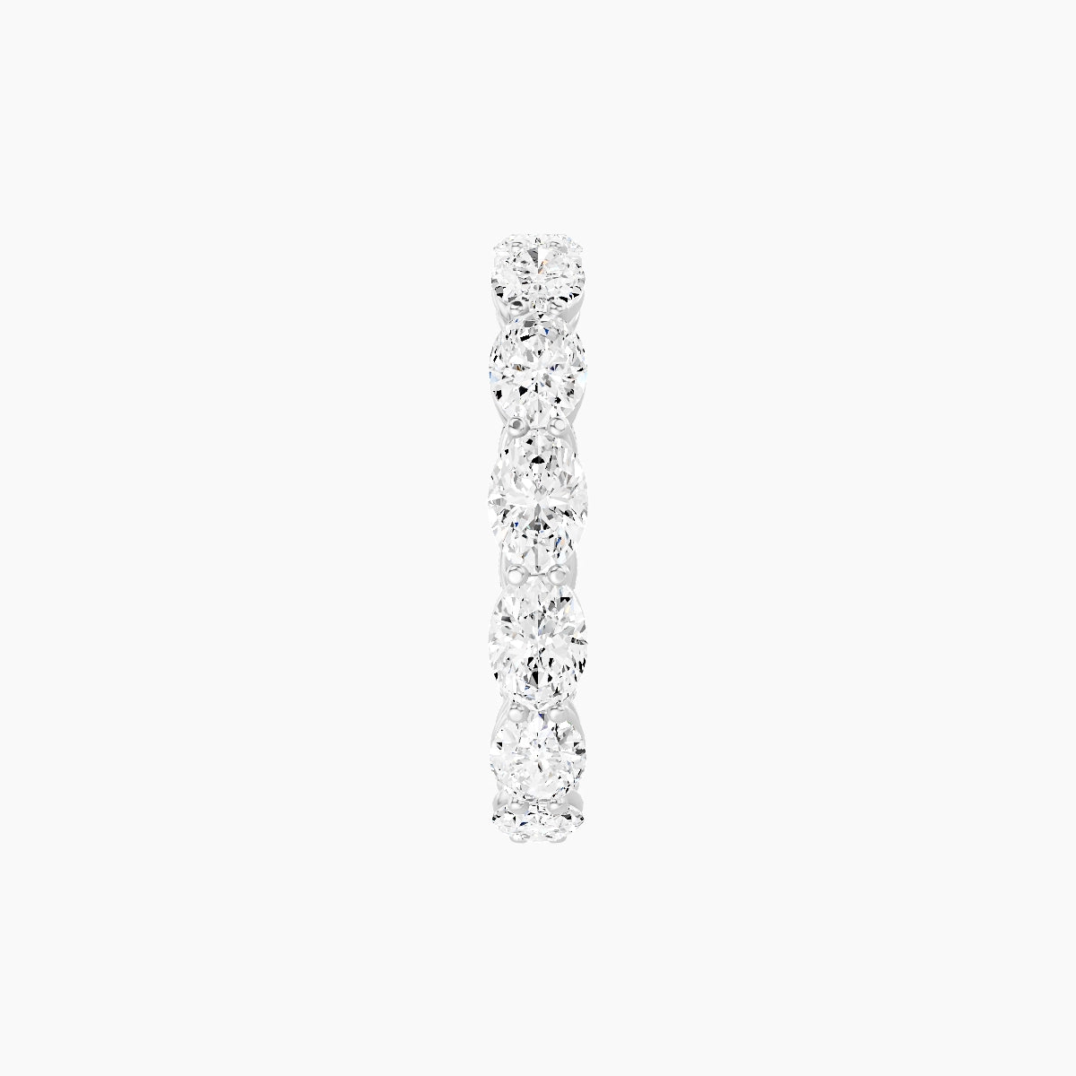 East-West Eternity Ring | 18k White Gold 4.2 x 3 mm Oval White Lab Diamond with Shared Prongs