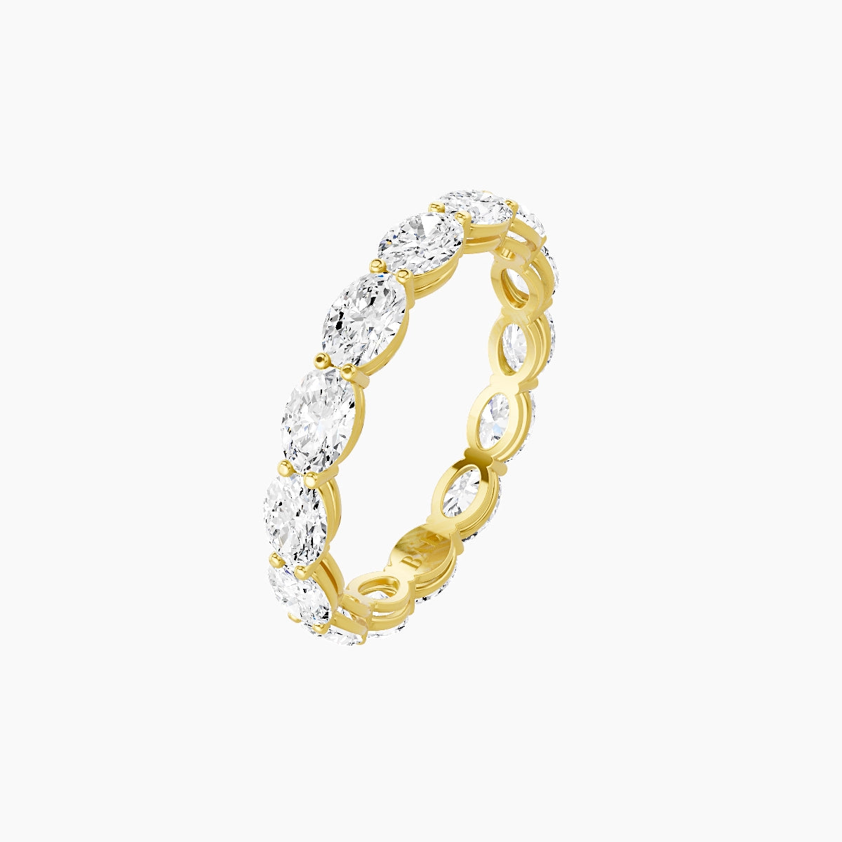 East-West Eternity Ring | 18k Yellow Gold 4.2 x 3 mm Oval White Lab Diamond with Shared Prongs