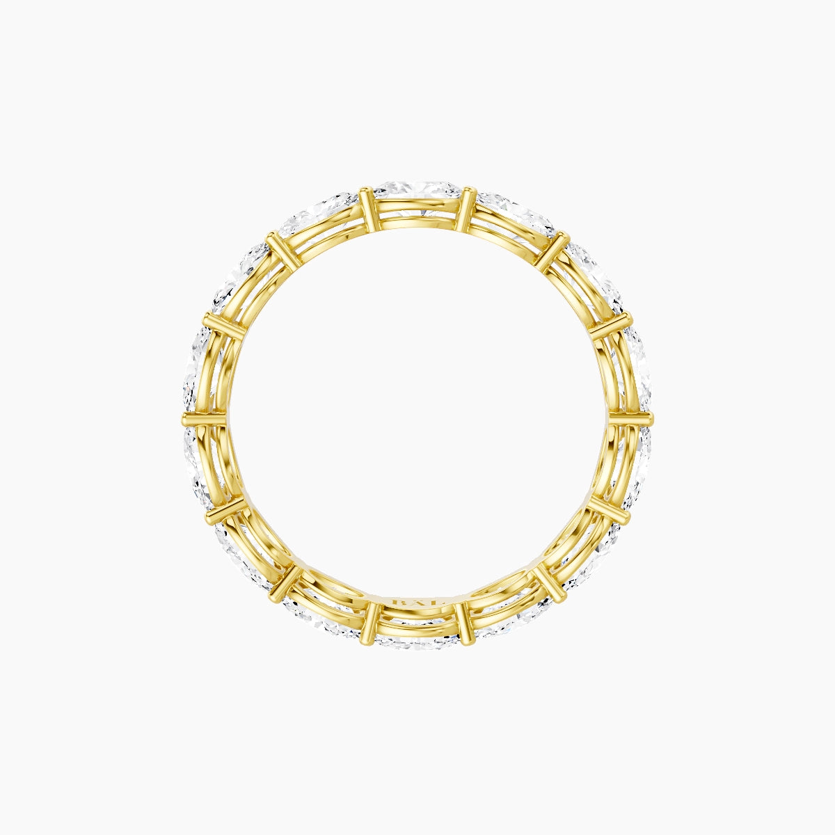 East-West Eternity Ring | 18k Yellow Gold 4.2 x 3 mm Oval White Lab Diamond with Shared Prongs