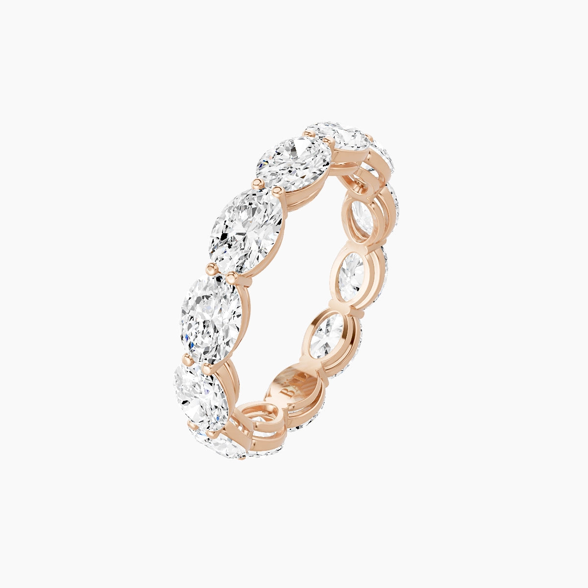 East-West Eternity Ring | 18k Rose Gold 5.4 x 3.8 mm Oval White Lab Diamond with Shared Prongs