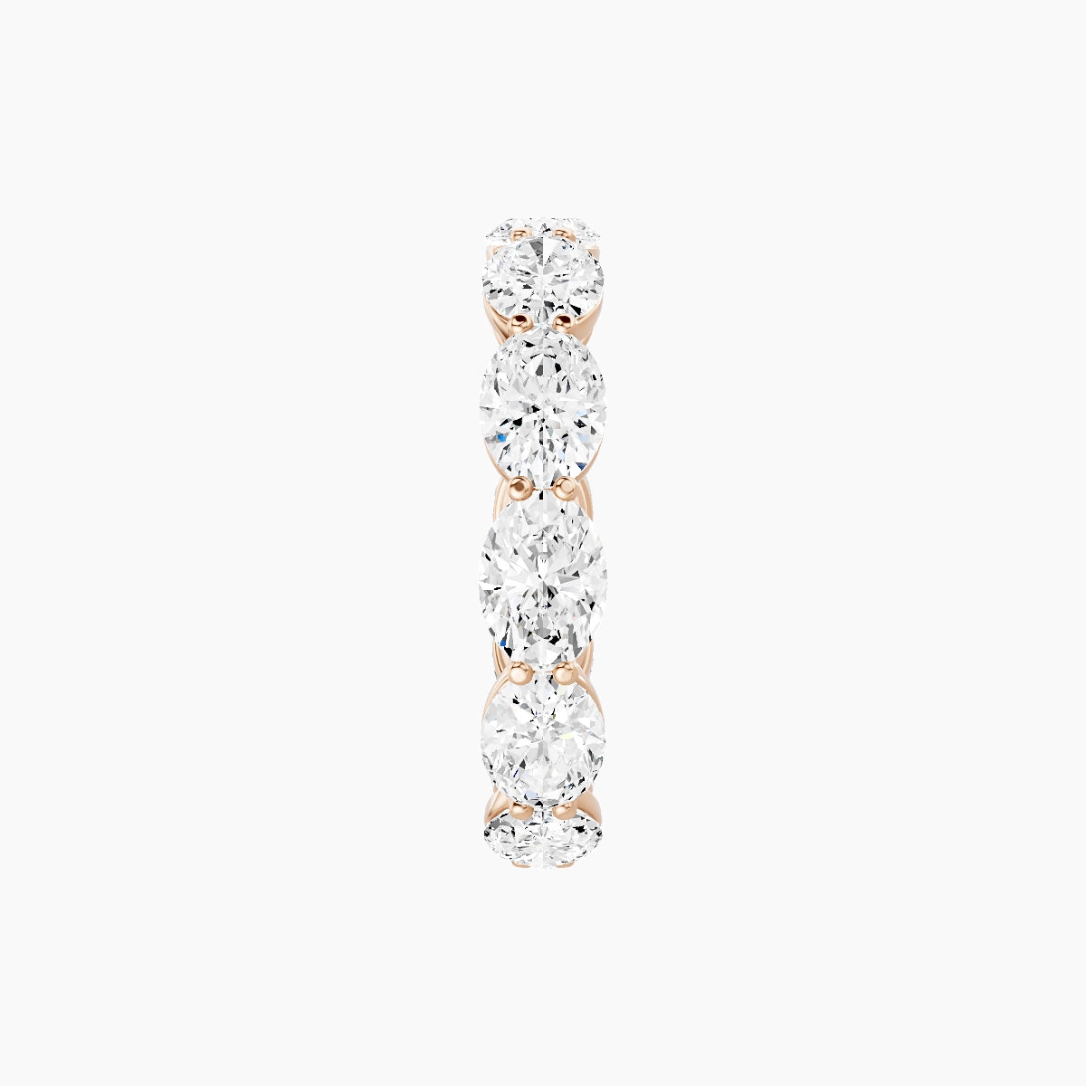 East-West Eternity Ring | 18k Rose Gold 5.4 x 3.8 mm Oval White Lab Diamond with Shared Prongs