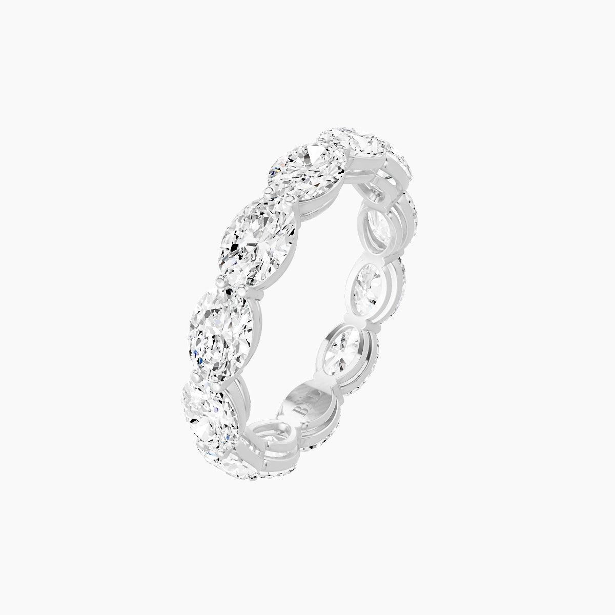 East-West Eternity Ring | 18k White Gold 5.4 x 3.8 mm Oval White Lab Diamond with Shared Prongs