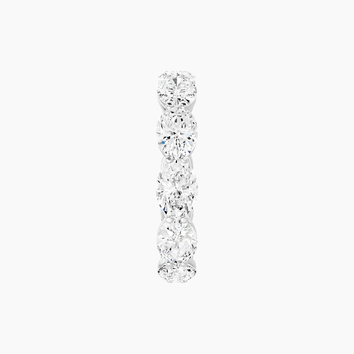 East-West Eternity Ring | 18k White Gold 5.4 x 3.8 mm Oval White Lab Diamond with Shared Prongs
