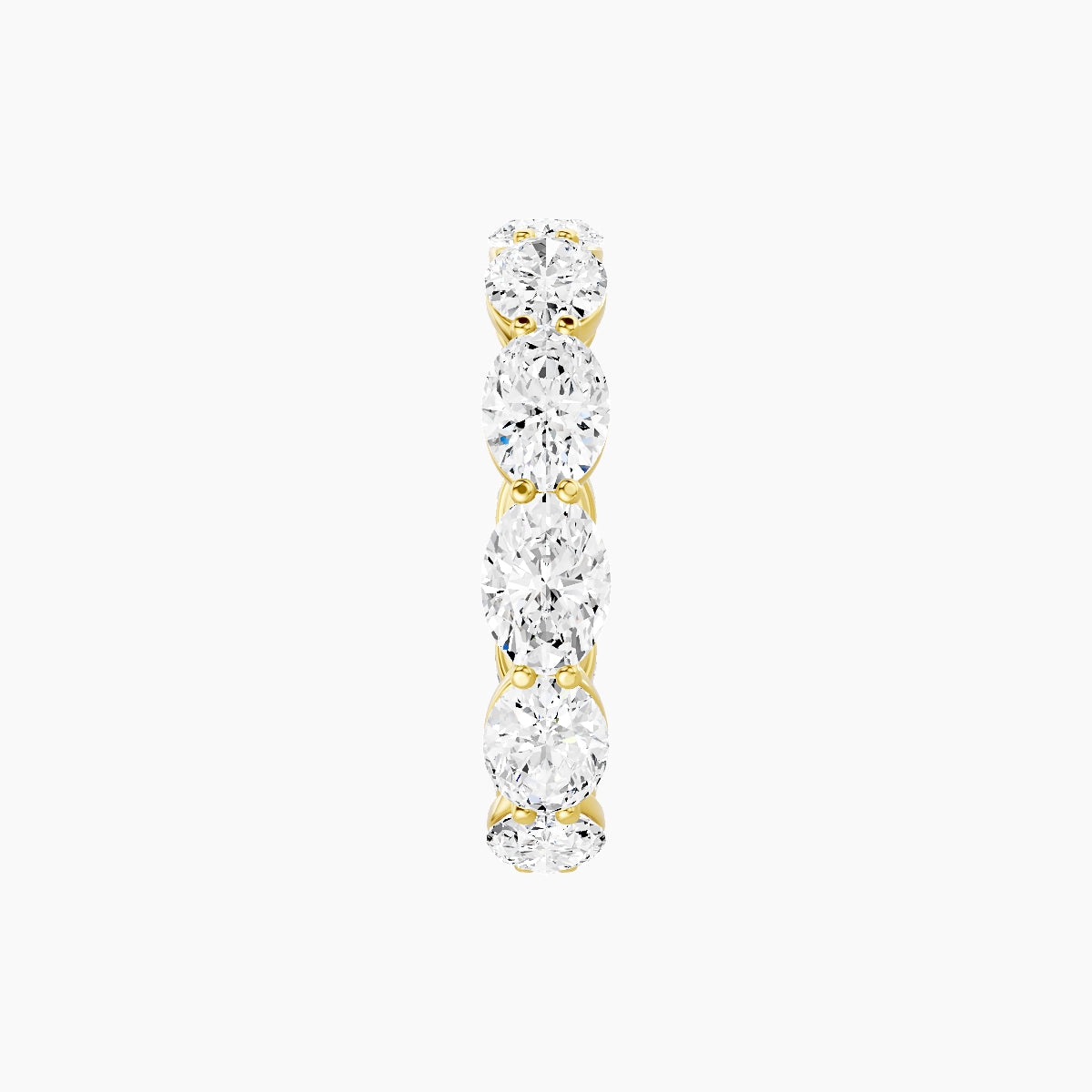 East-West Eternity Ring | 18k Yellow Gold 5.4 x 3.8 mm Oval White Lab Diamond with Shared Prongs