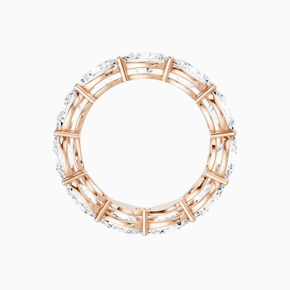 East-West Eternity Ring | 18k Rose Gold 6.3 x 4.5 mm Oval White Lab Diamond with Shared Prongs