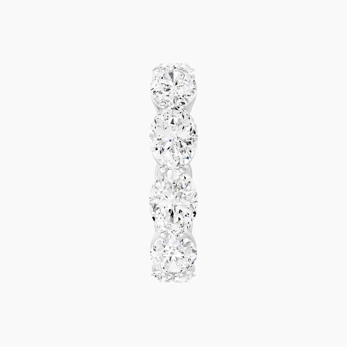 East-West Eternity Ring | 18k White Gold 6.3 x 4.5 mm Oval White Lab Diamond with Shared Prongs