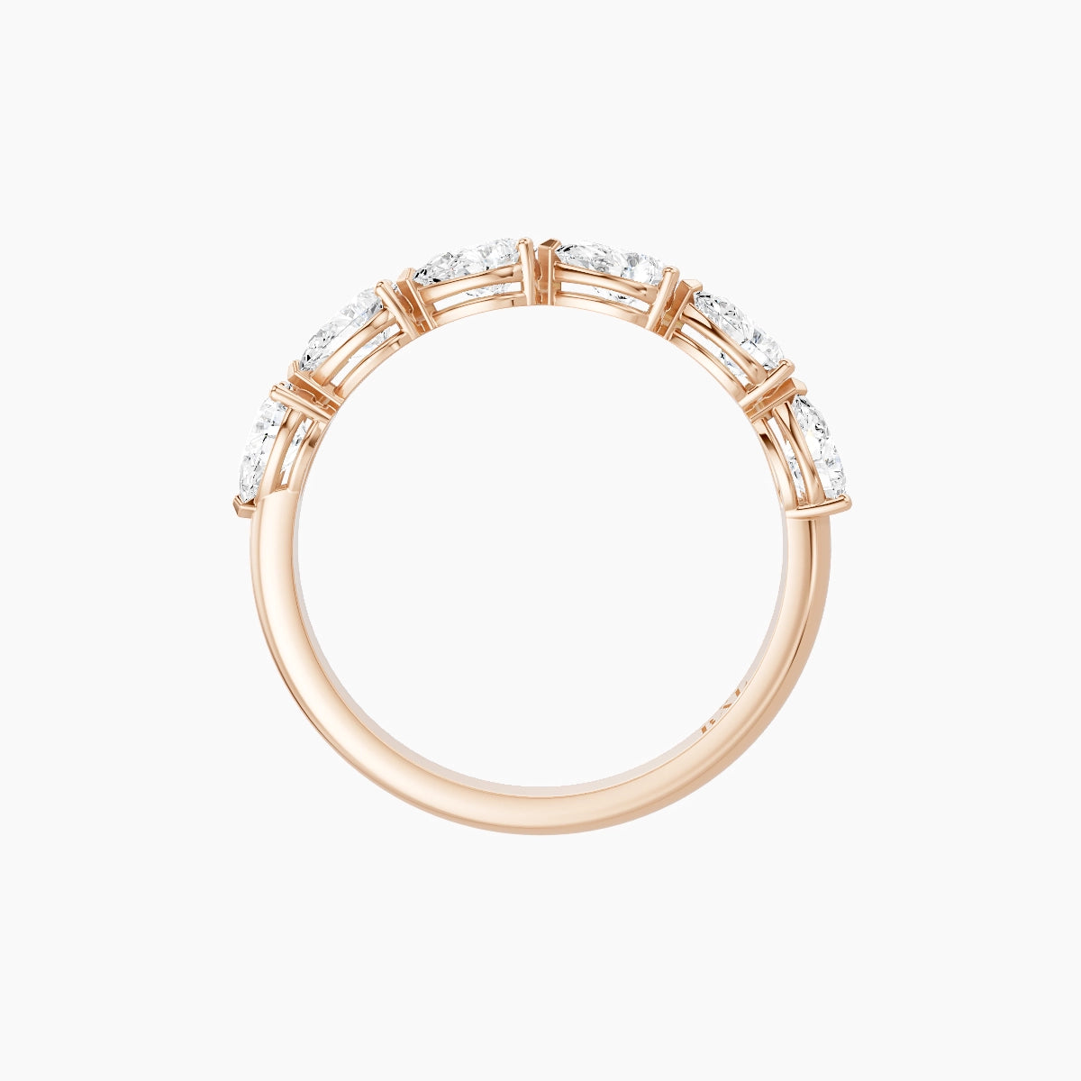 East-West Half Eternity Ring | 18k Rose Gold 4.65 x 3 mm Pear White Lab Diamond