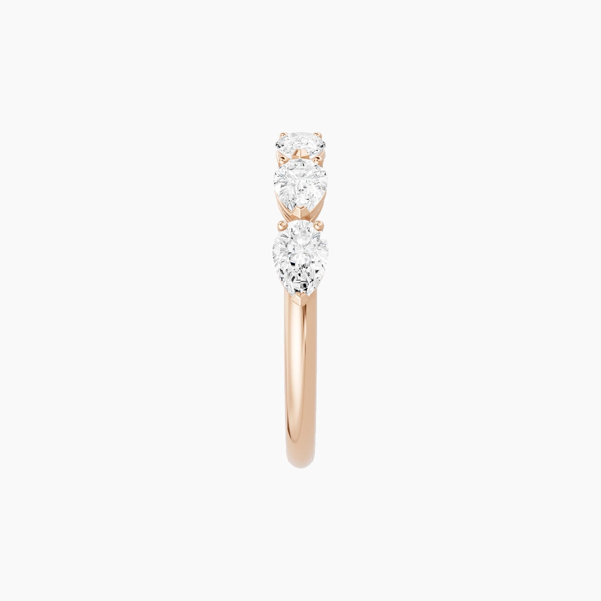 East-West Half Eternity Ring | 18k Rose Gold 4.65 x 3 mm Pear White Lab Diamond