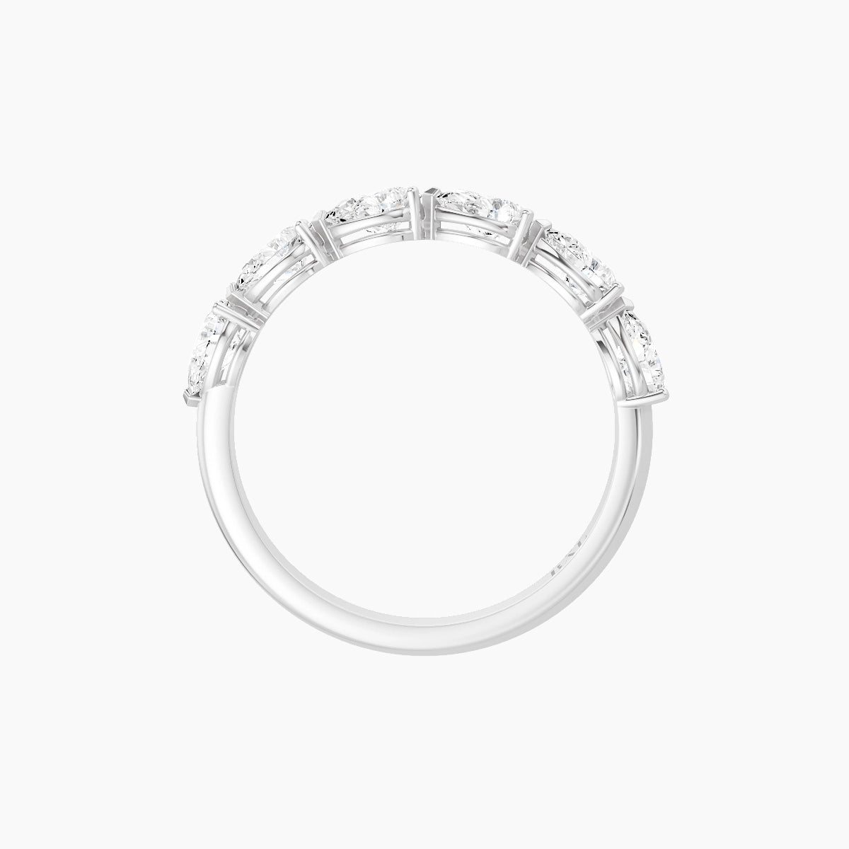 East-West Half Eternity Ring | 18k White Gold 4.65 x 3 mm Pear White Lab Diamond