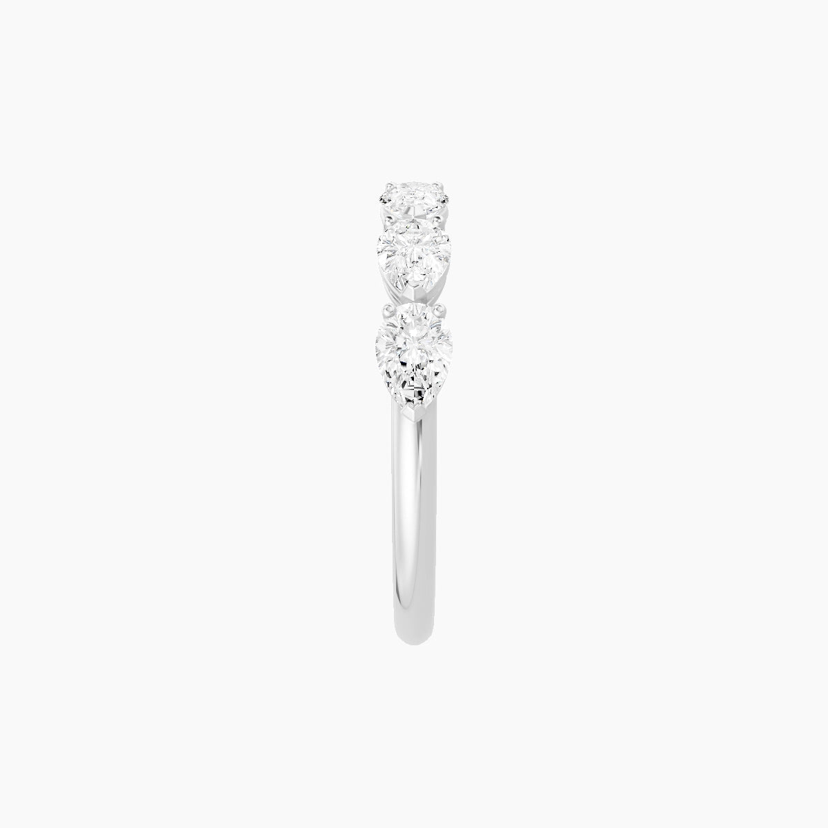 East-West Half Eternity Ring | 18k White Gold 4.65 x 3 mm Pear White Lab Diamond