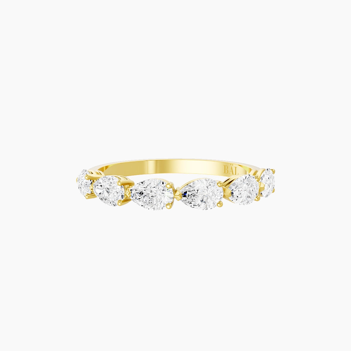 East-West Half Eternity Ring | 18k Yellow Gold 4.65 x 3 mm Pear White Lab Diamond