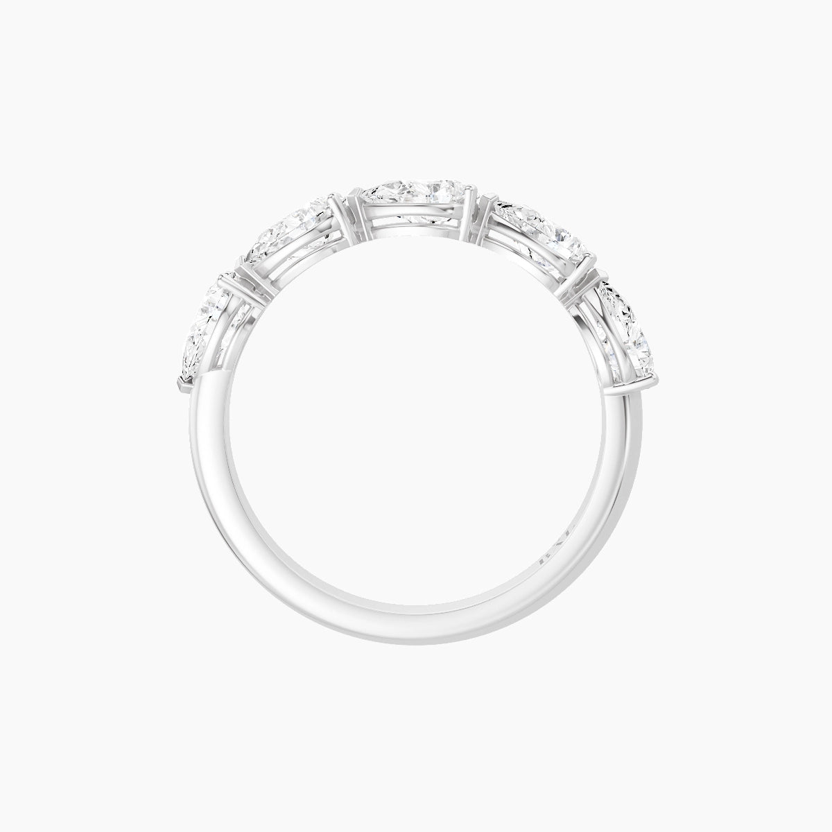 East-West Half Eternity Ring | 18k White Gold 5.5 x 3.5 mm Pear White Lab Diamond