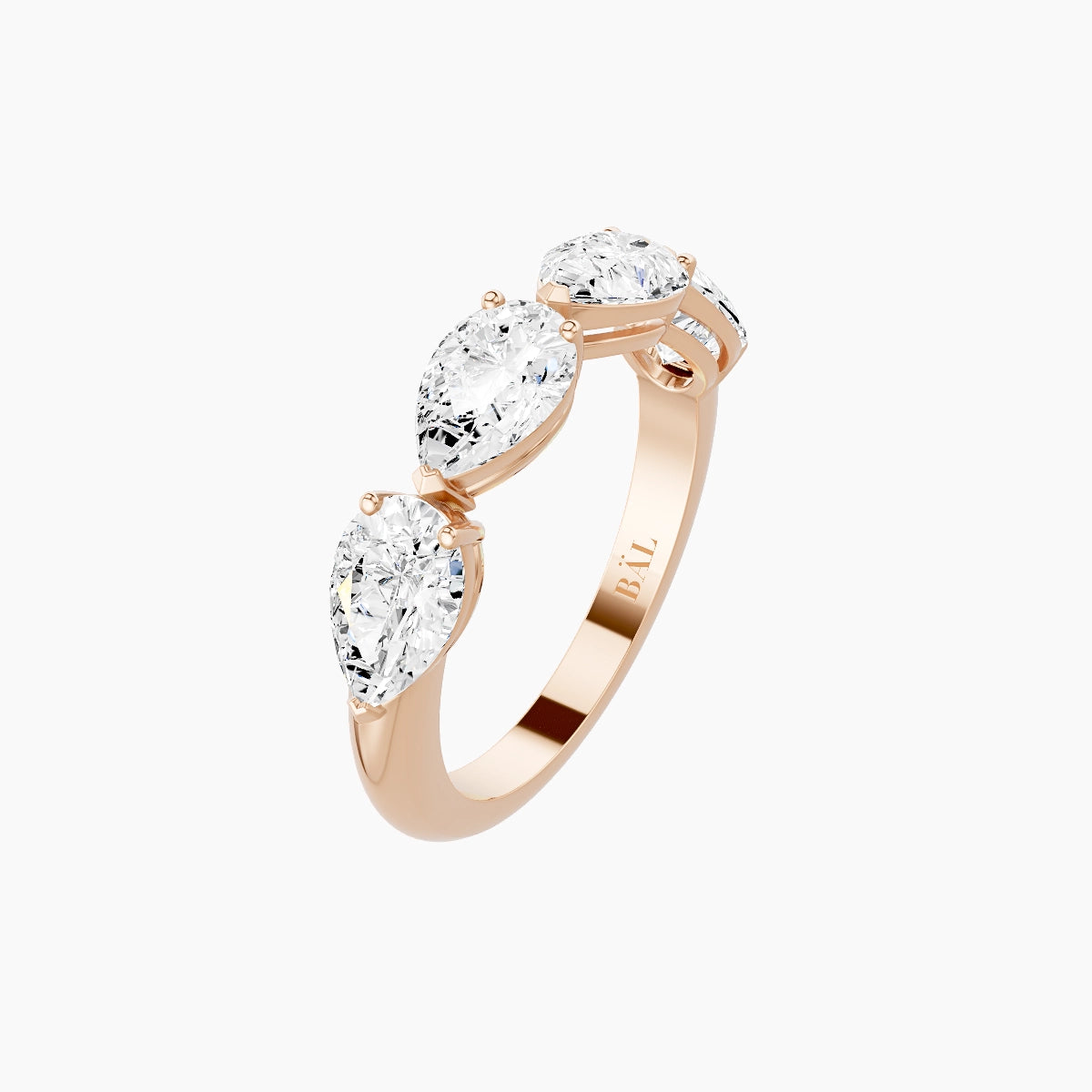 East-West Half Eternity Ring | 18k Rose Gold 6.9 x 4.45 mm Pear White Lab Diamond