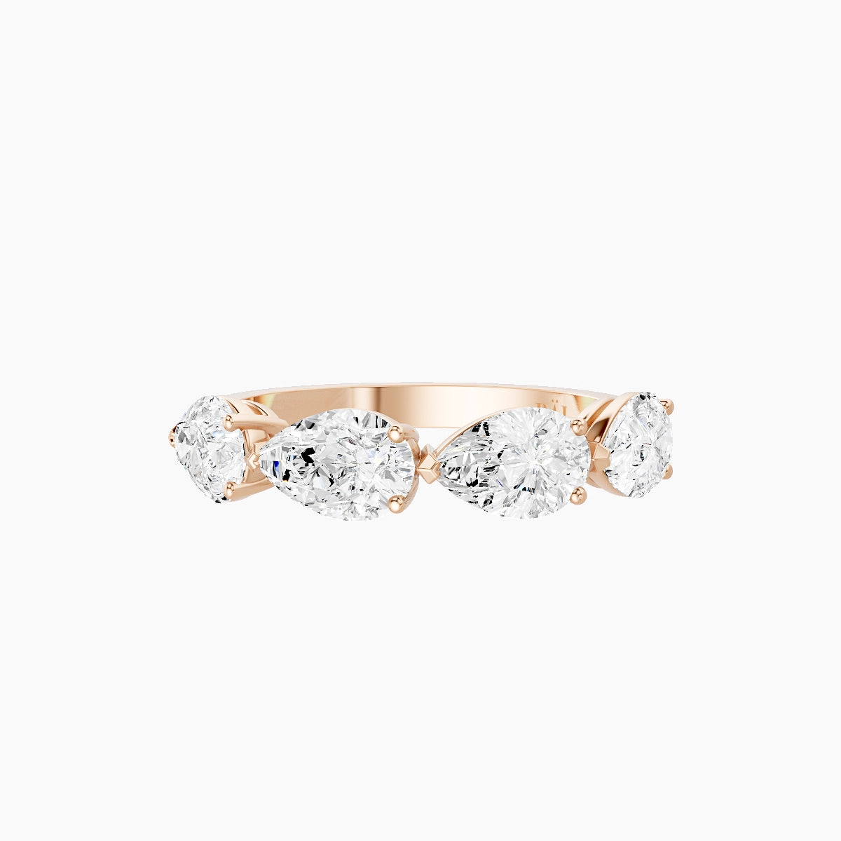 East-West Half Eternity Ring | 18k Rose Gold 6.9 x 4.45 mm Pear White Lab Diamond
