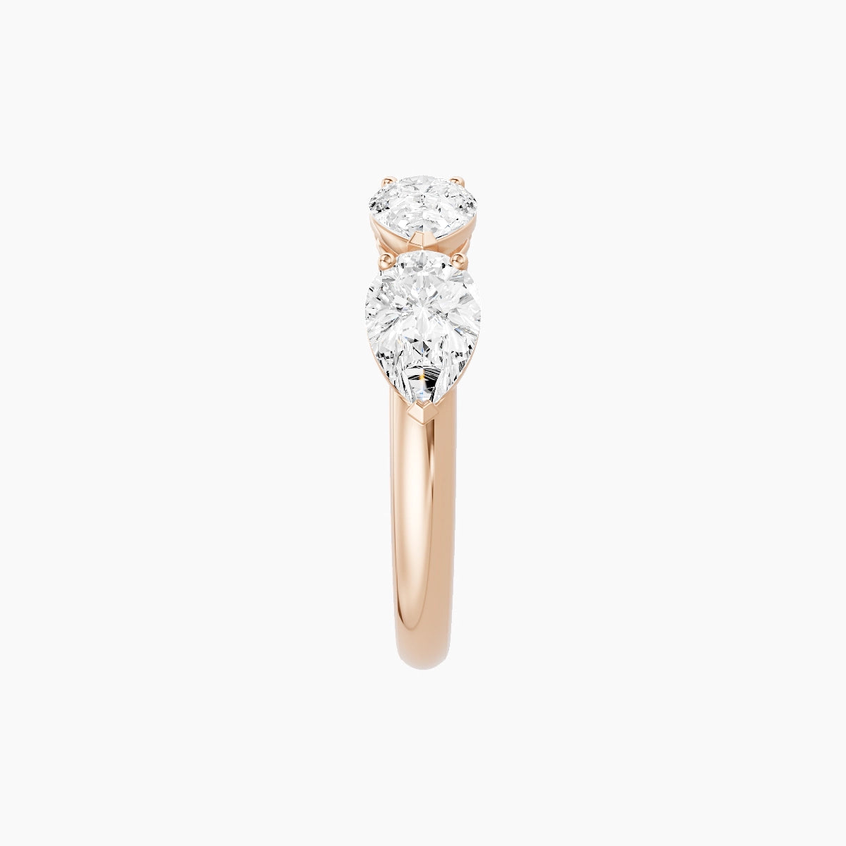 East-West Half Eternity Ring | 18k Rose Gold 6.9 x 4.45 mm Pear White Lab Diamond