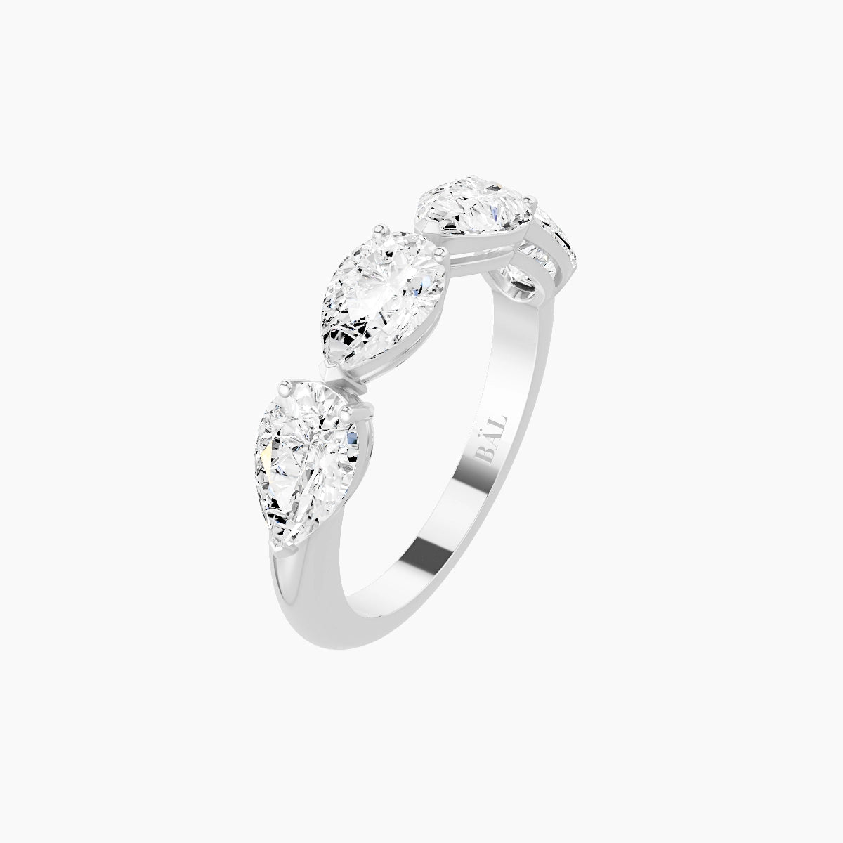 East-West Half Eternity Ring | 18k White Gold 6.9 x 4.45 mm Pear White Lab Diamond