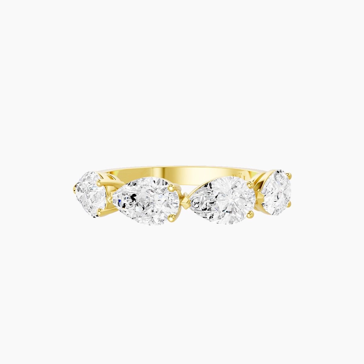 East-West Half Eternity Ring | 18k Yellow Gold 6.9 x 4.45 mm Pear White Lab Diamond